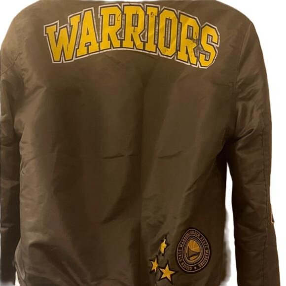 NBA Golden State Warriors Jacket, NBA, Army Green With Patches. Size S, Full Zip - Picture 7 of 7